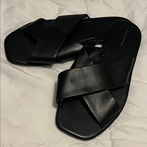 Banana Republic Black Leather Slide Sandals